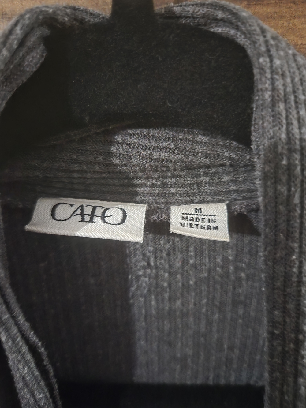 Cato Ribbed Draped Open-Front Vest - Gray - Picture 2 of 2